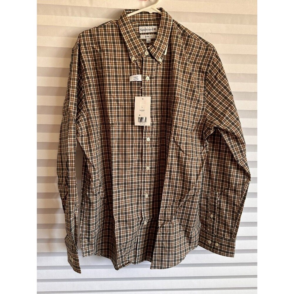 Saddlebred Men's Button Down Checkered Plaid Shirt Size L